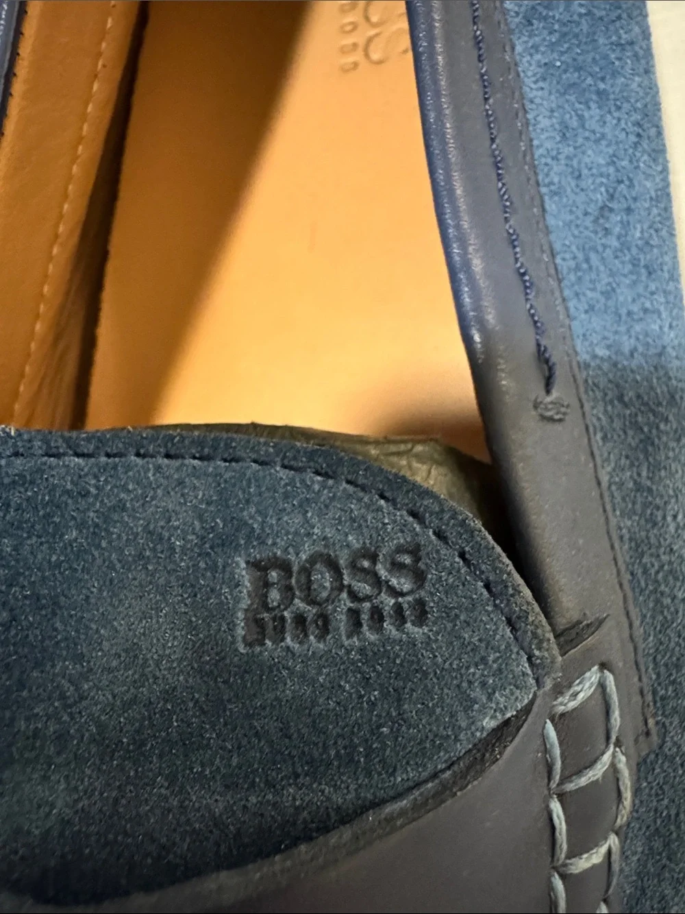 Boss Blue Suede Penny Loafers